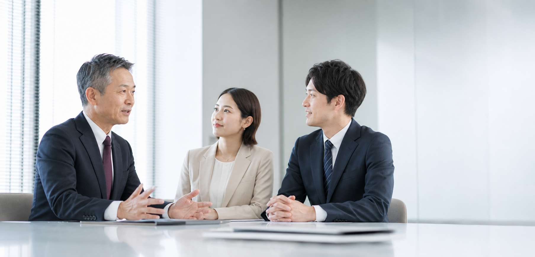 監査法人のパートナーと職員が会議をしている様子